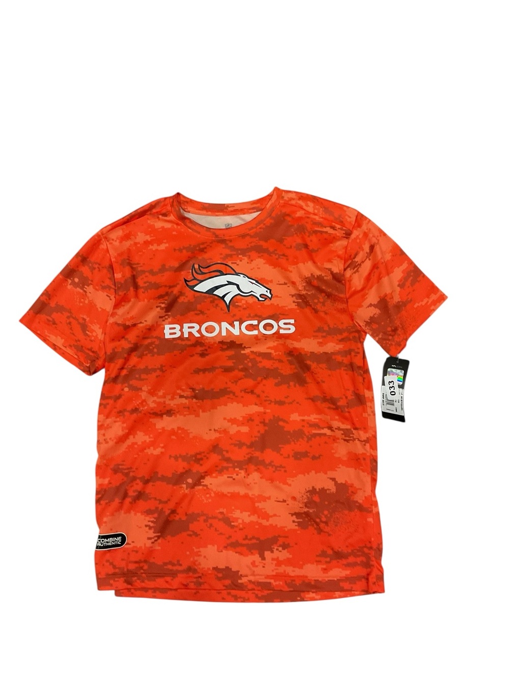 NFL Denver Broncos Kids Orange Digital Camo Performance T-Shirt Size L 14/16 NWT